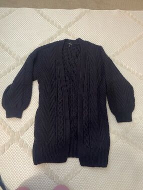 Topshop Navy Cable-Knit Open Cardigan